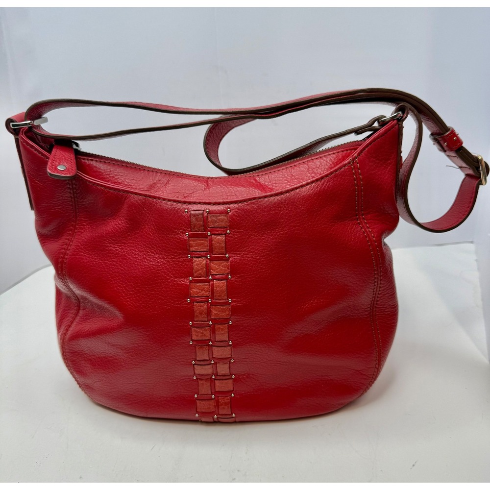 Brighton Celia Red Leather Crossbody Bag Preowned Retro 70s